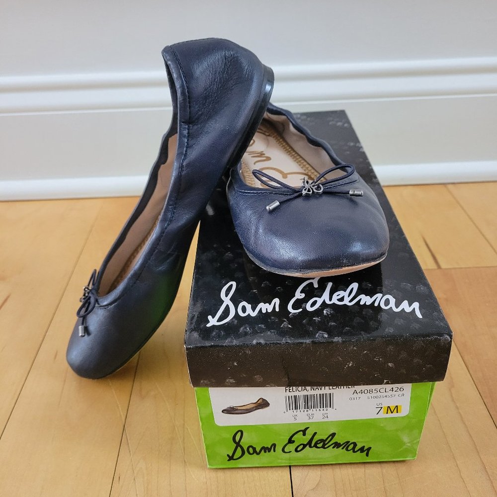 Sam Edelman Felicia Ballet Flats, Navy Leather, Women's Size 7